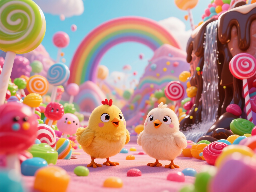 当小鸡邂逅糖果派对的奇幻甜蜜魔法旅程 小鸡们的生活简单而有序,直到遇见糖果派对。想象一个