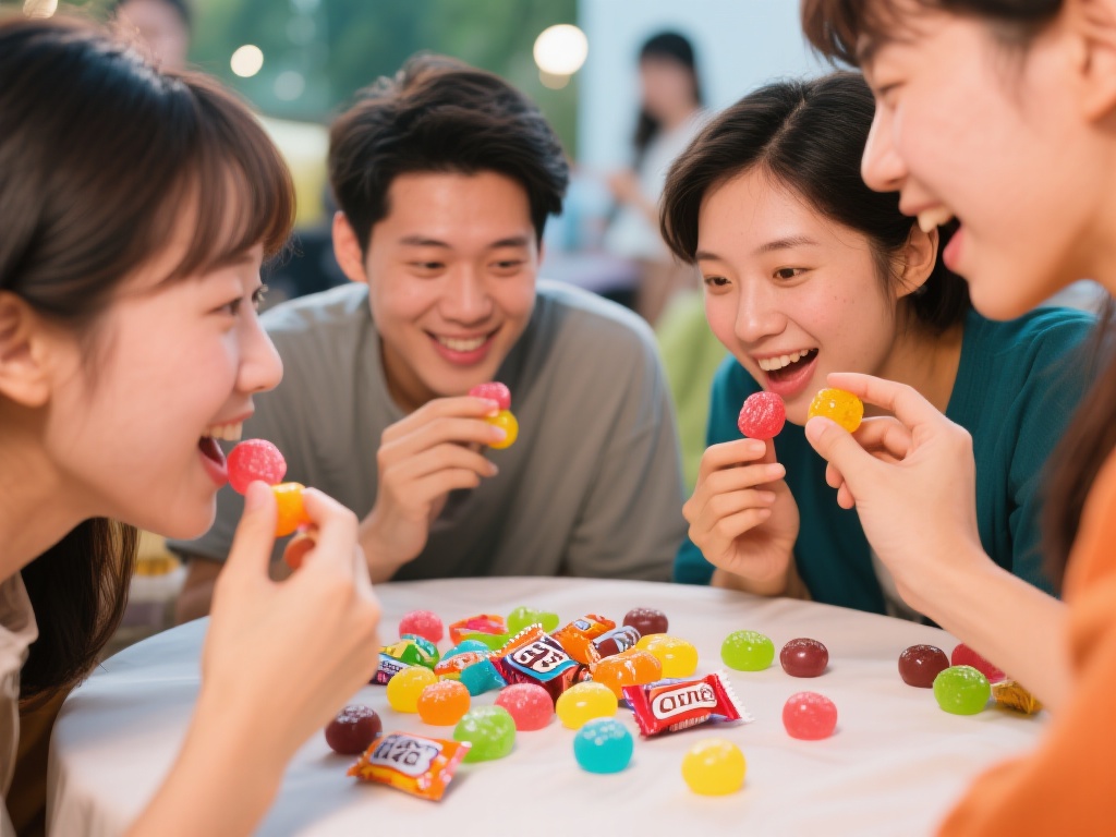 趣味小游戏互动：比方说，猜糖果游戏——谁能通过描述