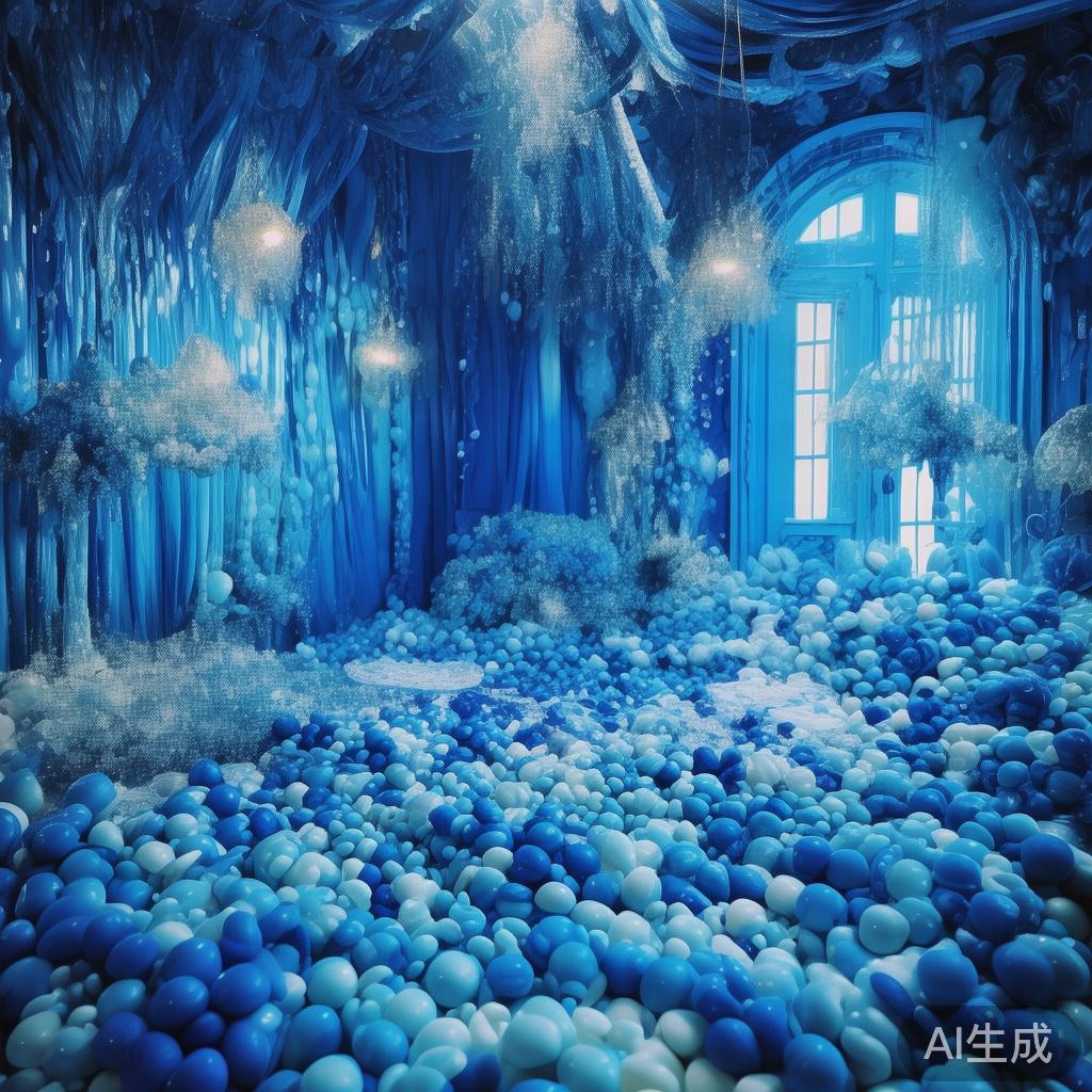 蓝色作为氛围色彩，其多变的色调为糖果派对提供丰富的