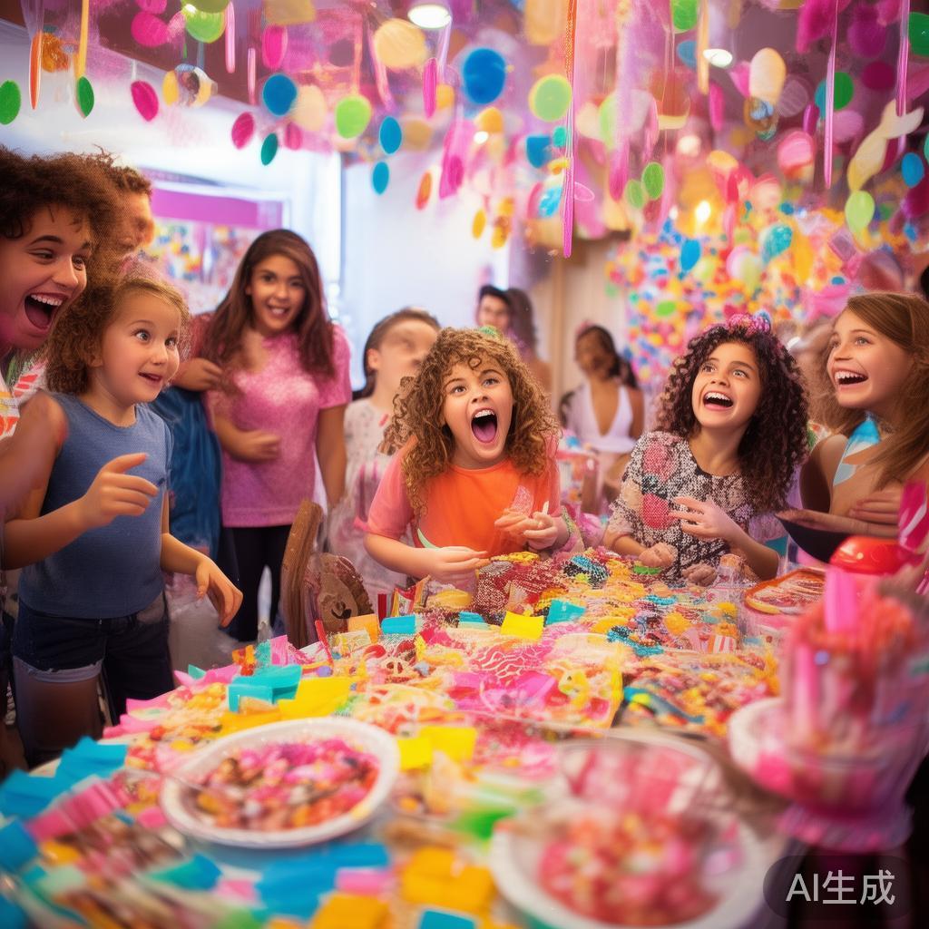 在欢快的糖果派对现场，满满的甜蜜氛围让每个人都期待